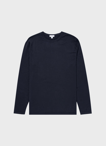 Mens Sea Island Cotton Knit Jumper In Light Navy Mjum8049