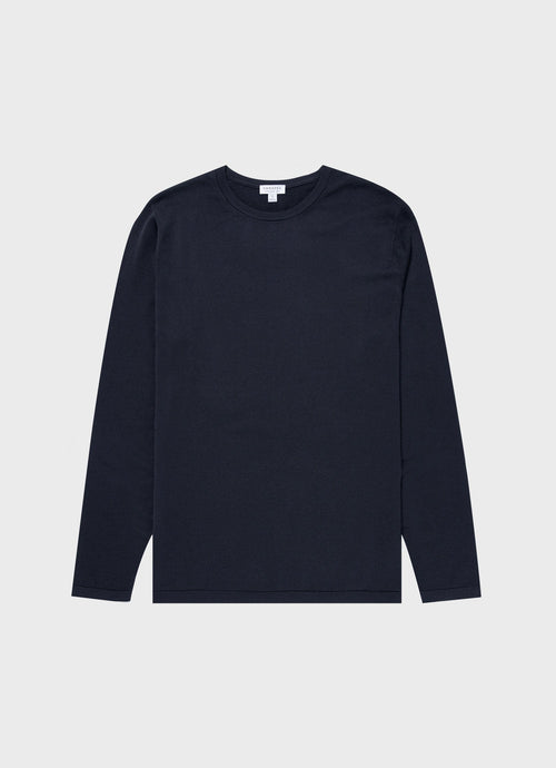 Mens Sea Island Cotton Knit Jumper In Light Navy Mjum8049