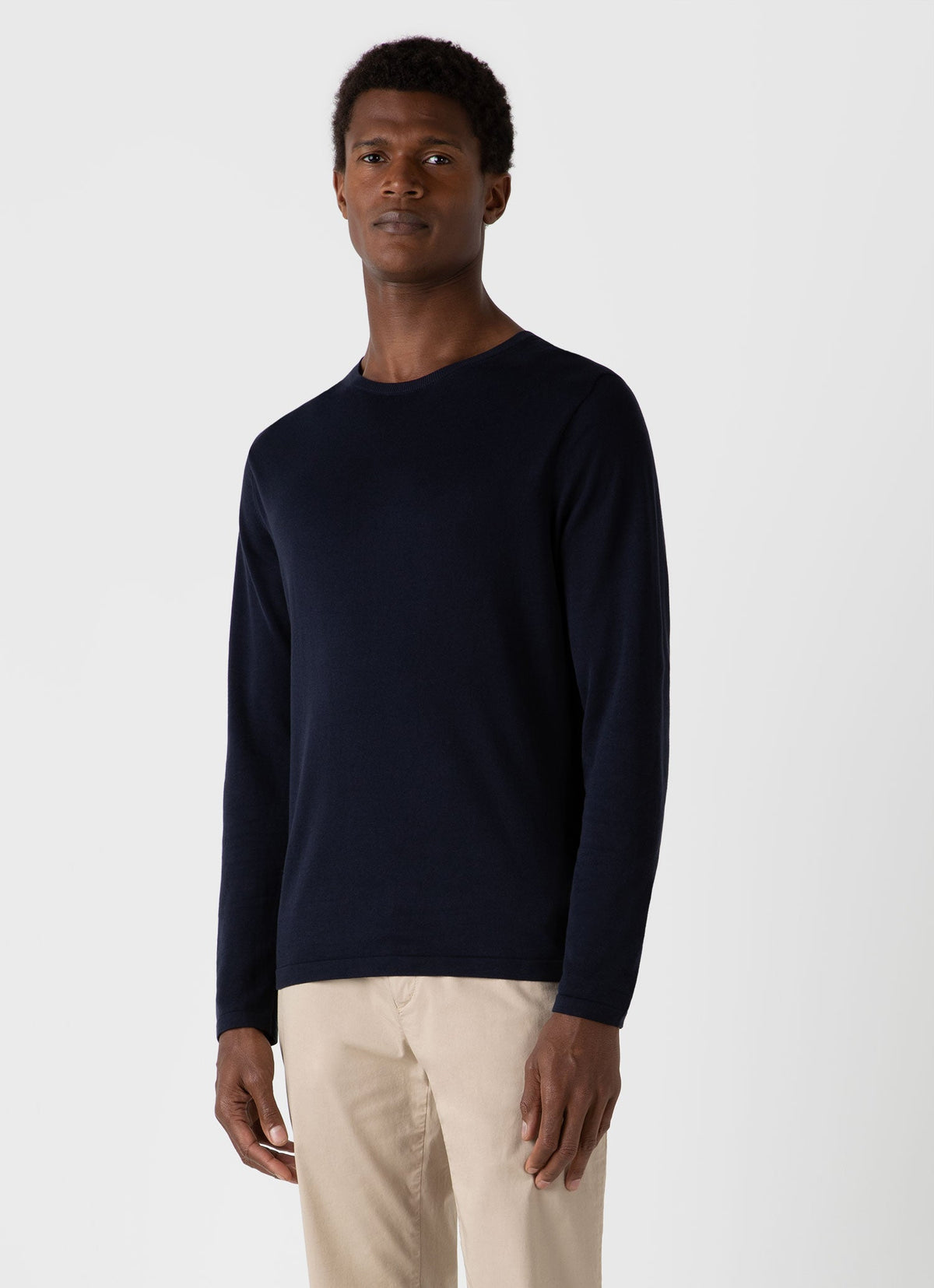 Mens Sea Island Cotton Knit Jumper In Light Navy Mjum8049