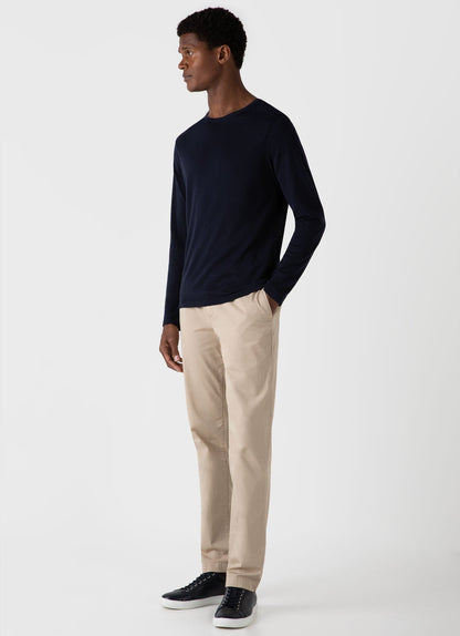 Mens Sea Island Cotton Knit Jumper In Light Navy Mjum8049
