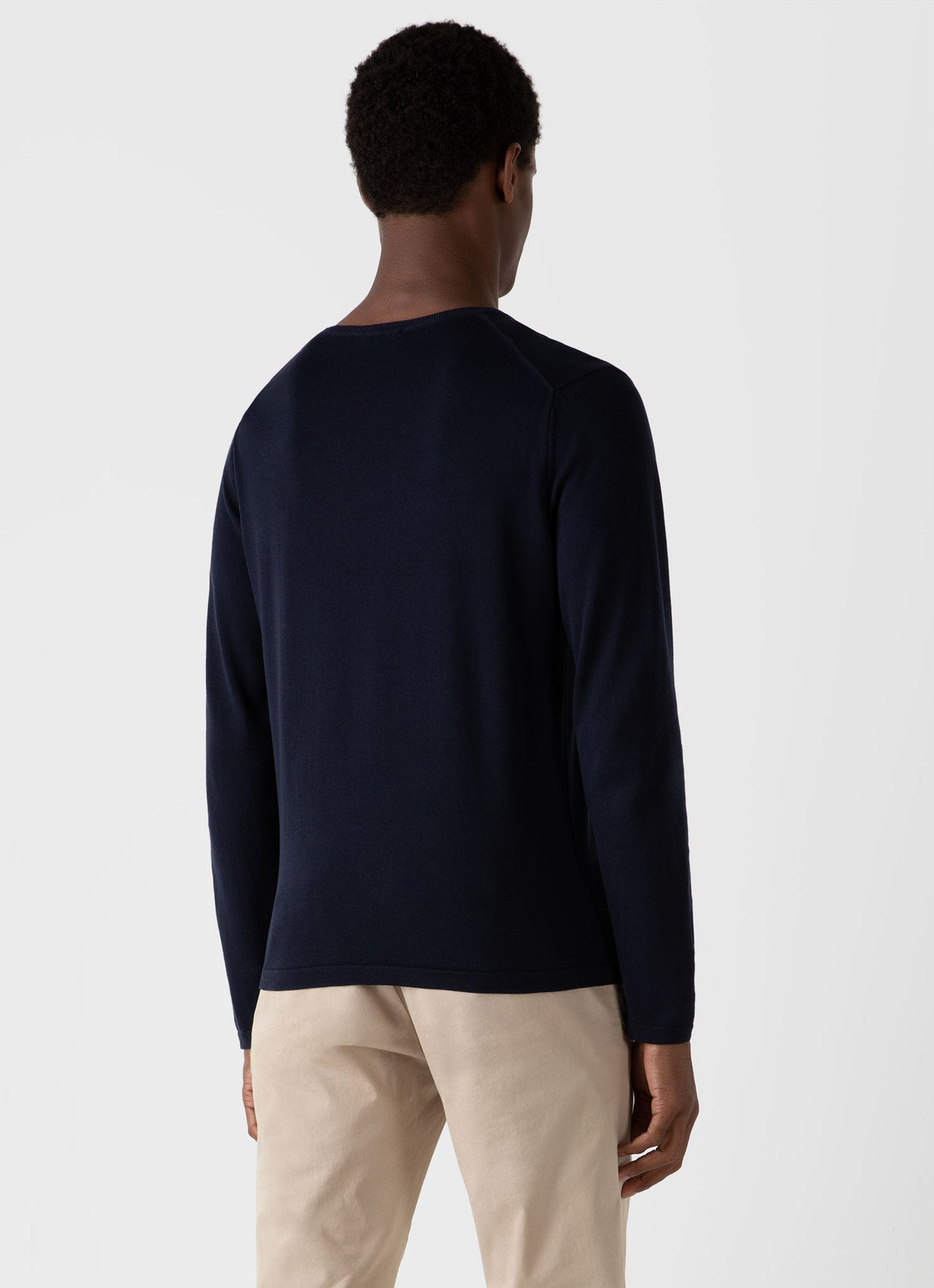 Mens Sea Island Cotton Knit Jumper In Light Navy Mjum8049