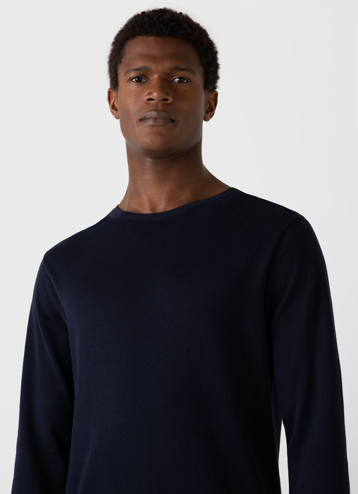 Mens Sea Island Cotton Knit Jumper In Light Navy Mjum8049