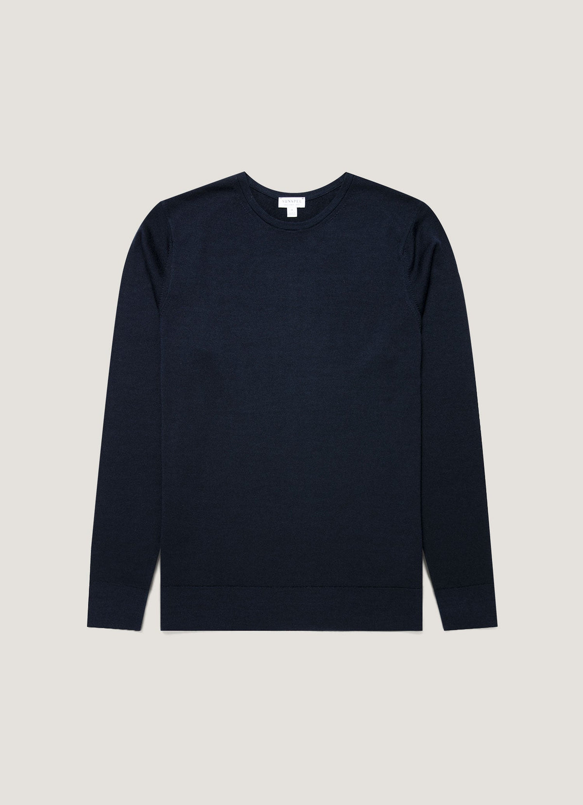 Mens Extra Fine Merino Crew Neck In Navy Mjum8058 Buaa