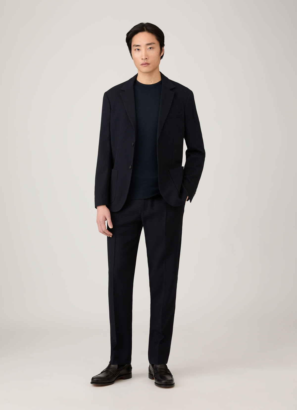 Mens Extra Fine Merino Crew Neck In Navy Mjum8058 Buaa