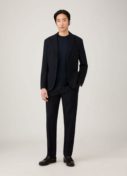 Mens Extra Fine Merino Crew Neck In Navy Mjum8058 Buaa