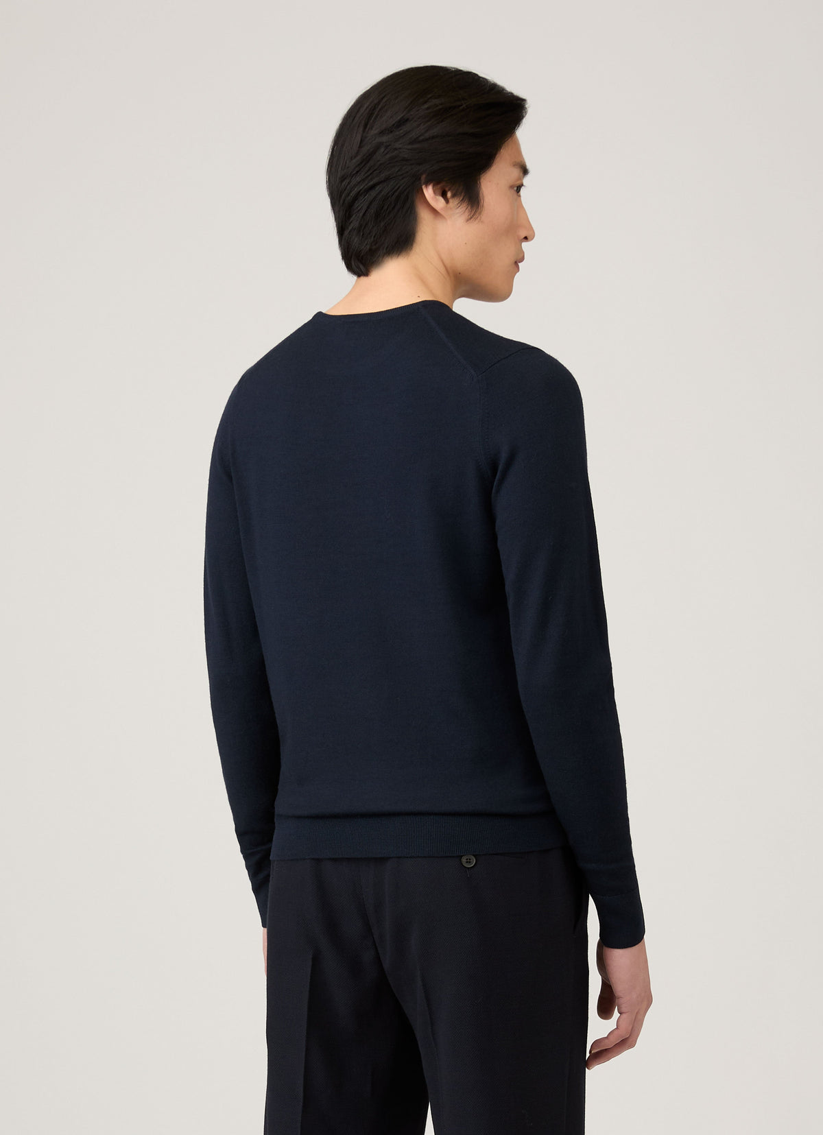 Mens Extra Fine Merino Crew Neck In Navy Mjum8058 Buaa