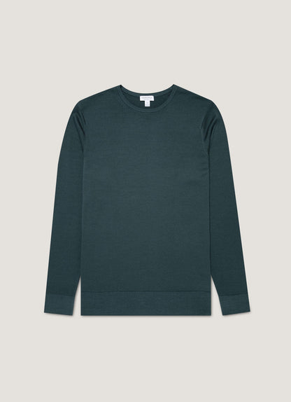 Mens Extrafine Merino Crew Neck In Dark Petrol Mjum8058 Gnit
