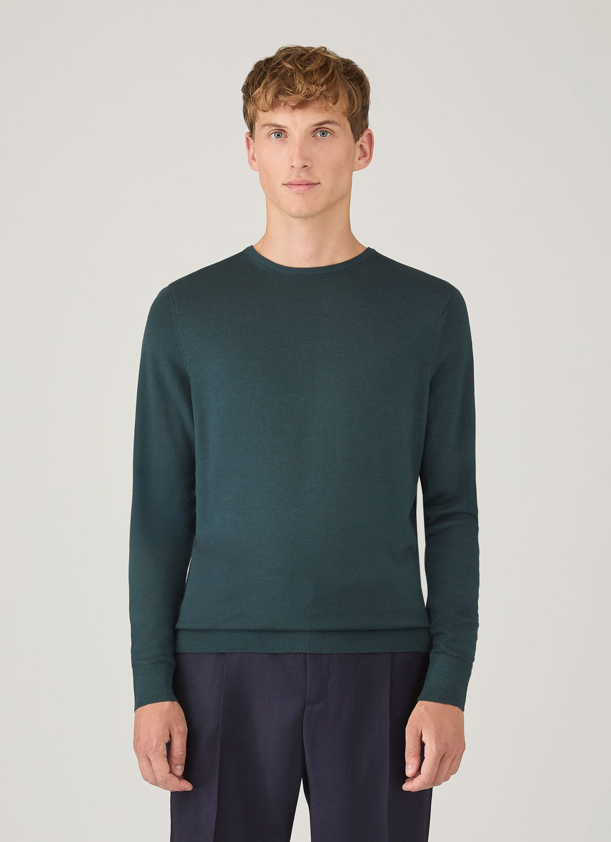 Mens Extrafine Merino Crew Neck In Dark Petrol Mjum8058 Gnit