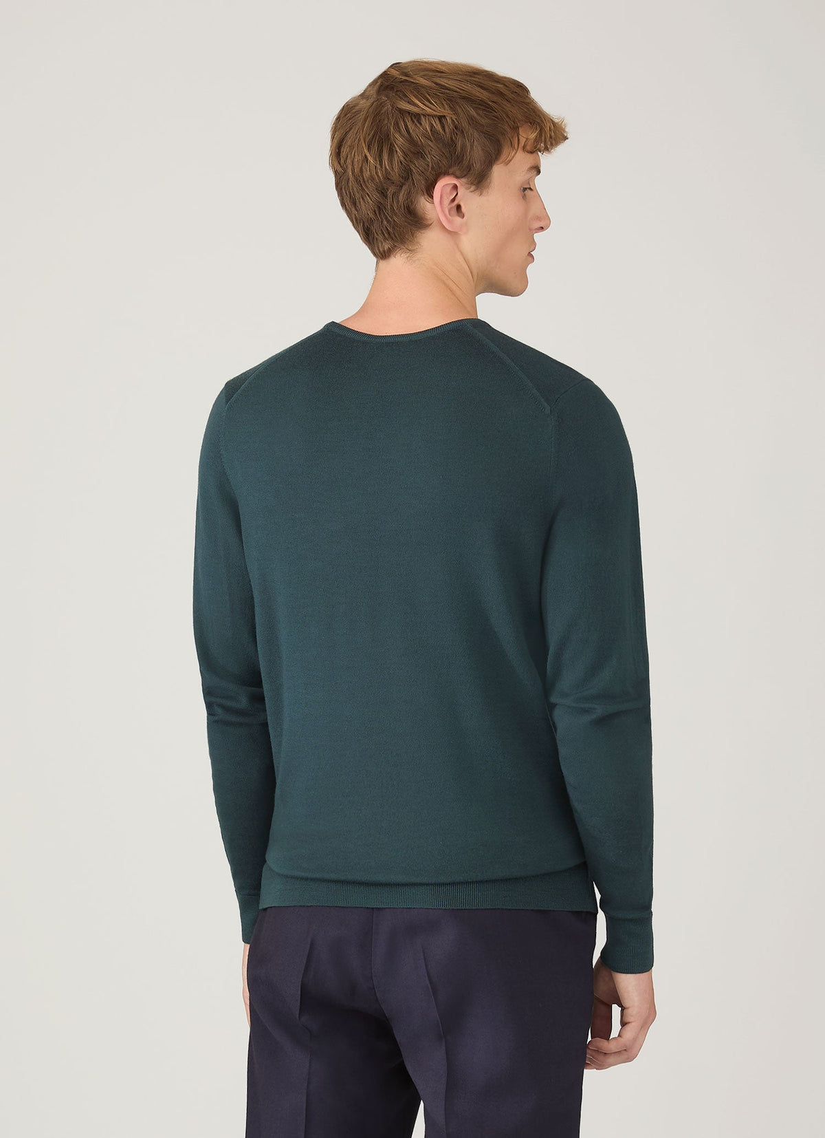 Mens Extrafine Merino Crew Neck In Dark Petrol Mjum8058 Gnit