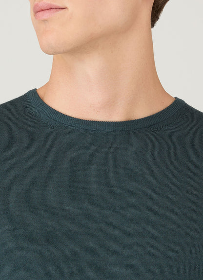 Mens Extrafine Merino Crew Neck In Dark Petrol Mjum8058 Gnit