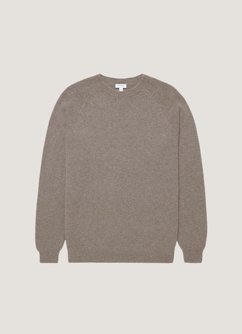 Mens Lambswool Crew Neck Jumper In Bark Mjum8066 Brgc