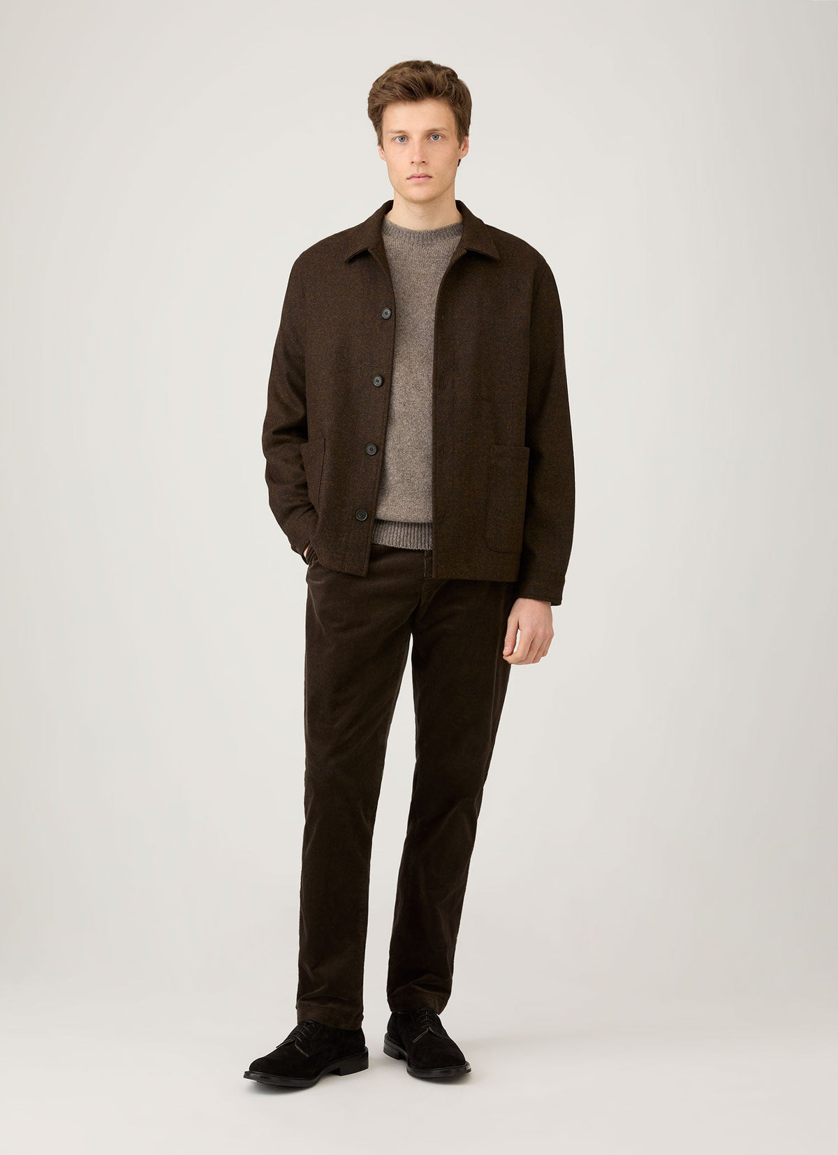 Mens Lambswool Crew Neck Jumper In Bark Mjum8066 Brgc