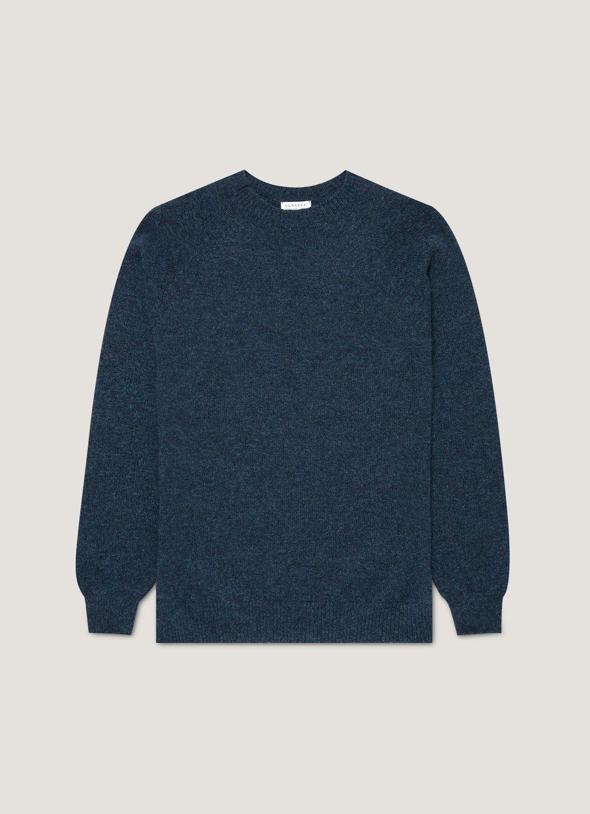 Mens Lambswool Crew Neck Jumper In Dark Petrol Twist Mjum8066 Gniv