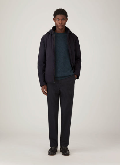 Mens Lambswool Crew Neck Jumper In Dark Petrol Twist Mjum8066 Gniv