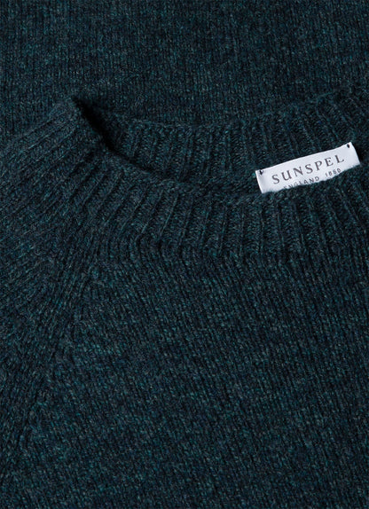Mens Lambswool Crew Neck Jumper In Dark Petrol Twist Mjum8066 Gniv