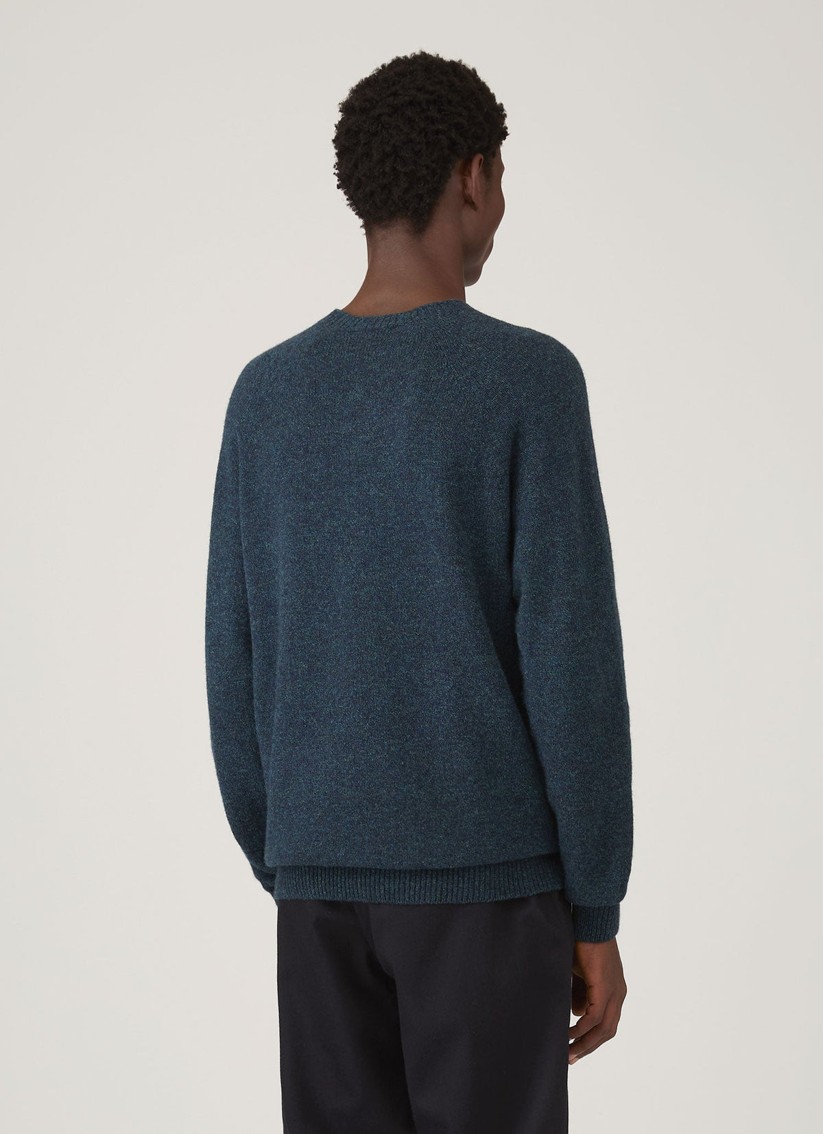 Mens Lambswool Crew Neck Jumper In Dark Petrol Twist Mjum8066 Gniv