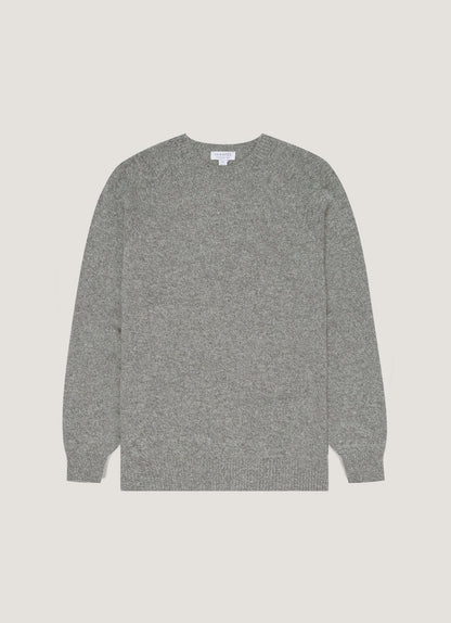 Mens Lambswool Crew Neck Jumper Grey Melange Mjum8066 Gyak
