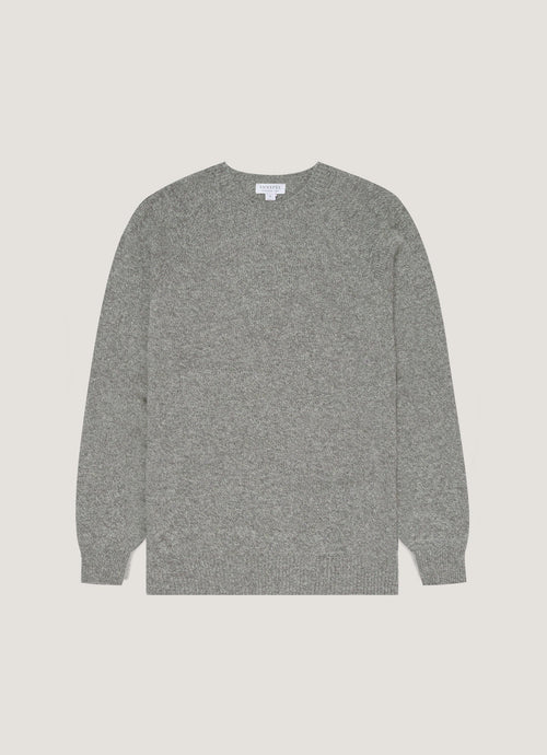 Mens Lambswool Crew Neck Jumper Grey Melange Mjum8066 Gyak