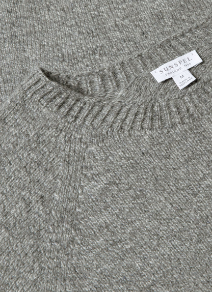 Mens Lambswool Crew Neck Jumper Grey Melange Mjum8066 Gyak