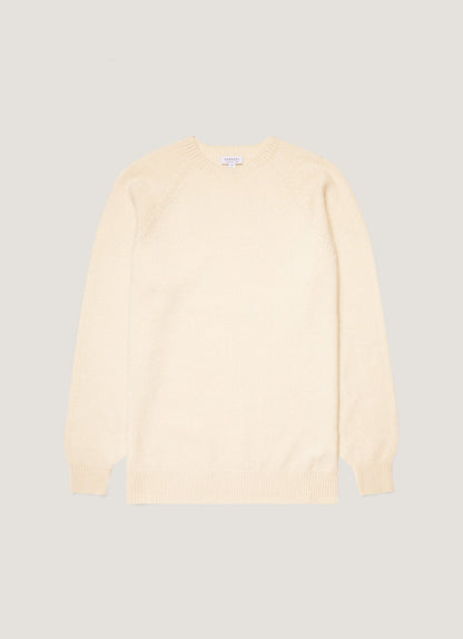 Mens Lambswool Crew Neck Jumper In Ecru Mjum8066 Whcr