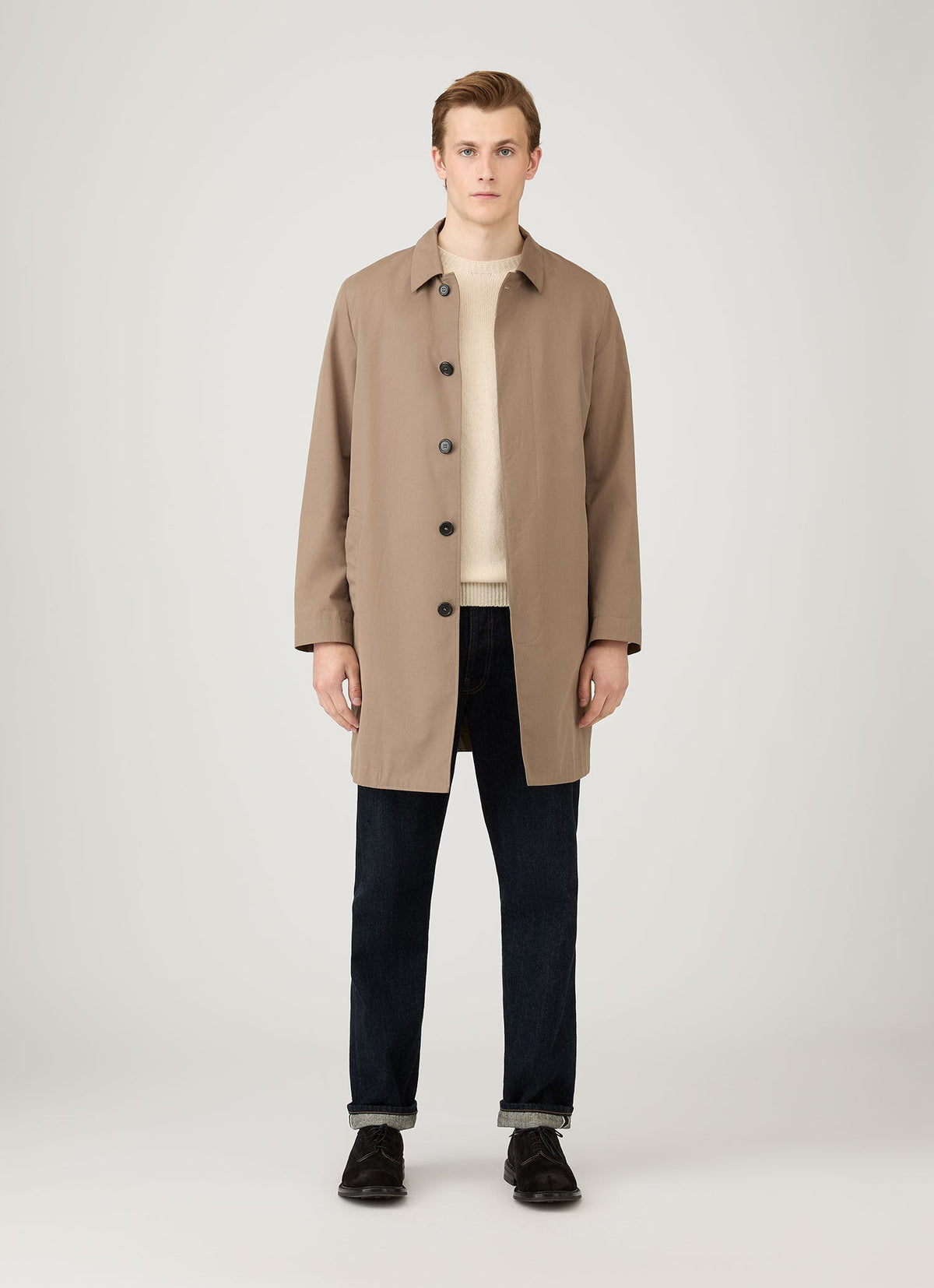 Mens Lambswool Crew Neck Jumper In Ecru Mjum8066 Whcr