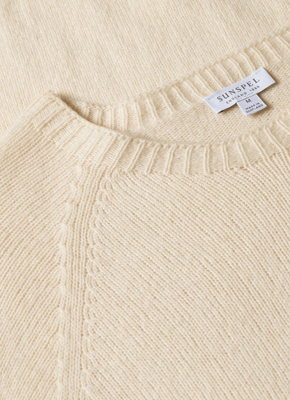 Mens Lambswool Crew Neck Jumper In Ecru Mjum8066 Whcr