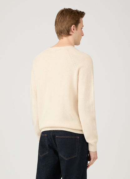 Mens Lambswool Crew Neck Jumper In Ecru Mjum8066 Whcr