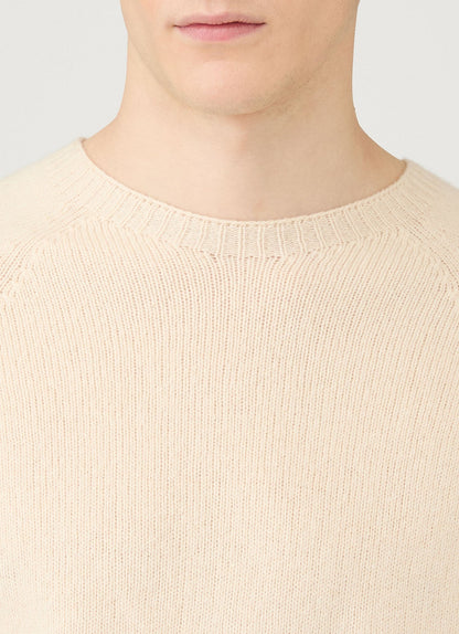 Mens Lambswool Crew Neck Jumper In Ecru Mjum8066 Whcr