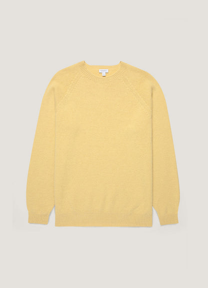 Mens Lambswool Crew Neck Jumper In Dusty Yellow Mjum8066 Ylbf