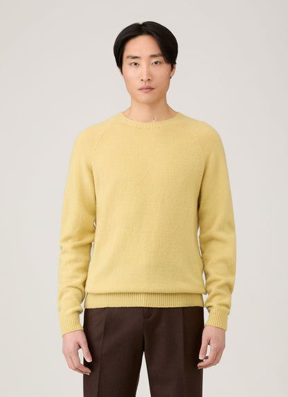 Mens Lambswool Crew Neck Jumper In Dusty Yellow Mjum8066 Ylbf