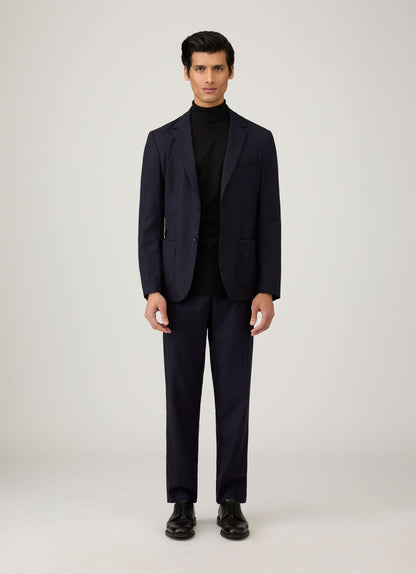 Mens Fine Merino Wool Roll Neck Jumper In Black