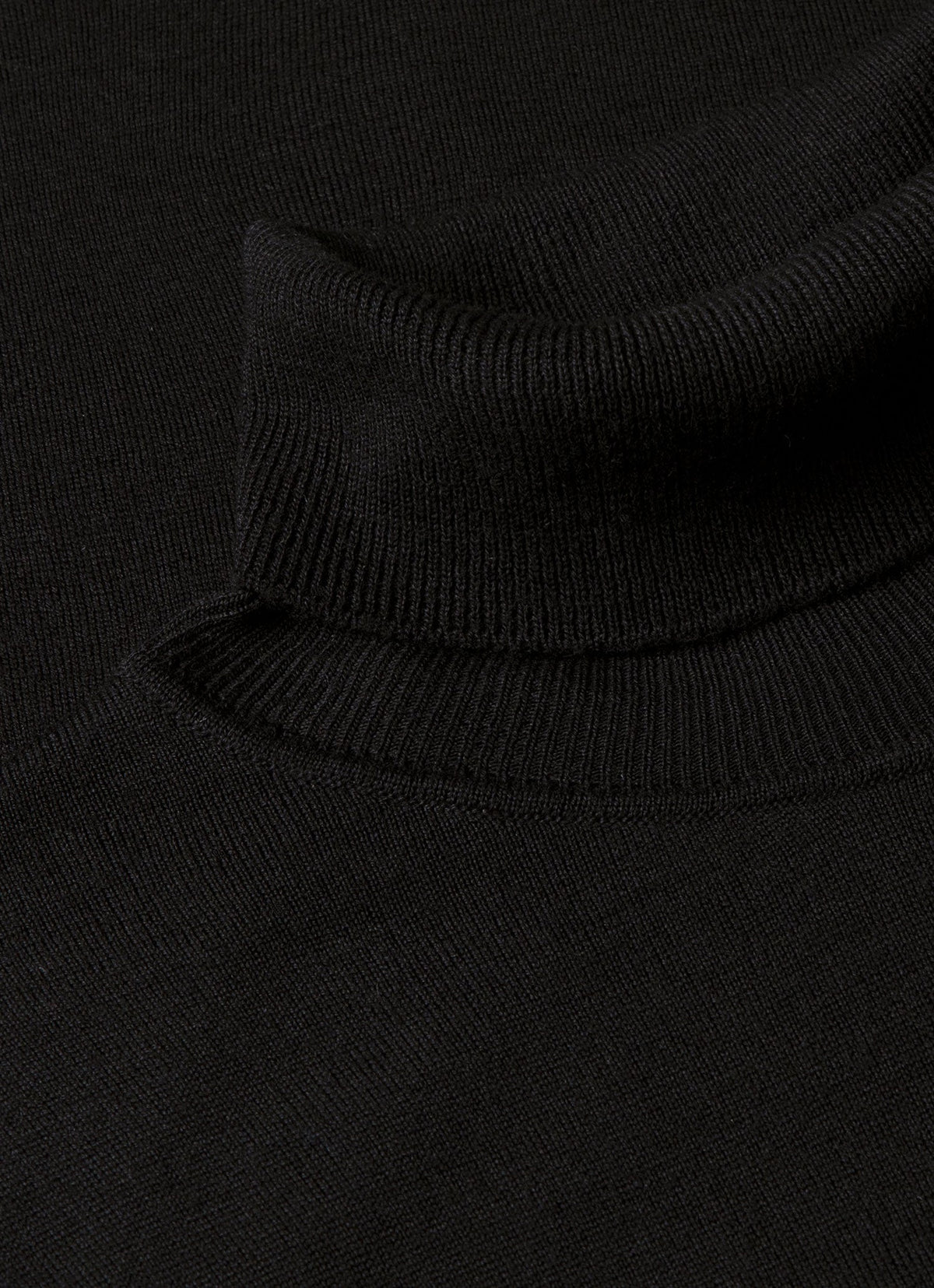 Mens Fine Merino Wool Roll Neck Jumper In Black