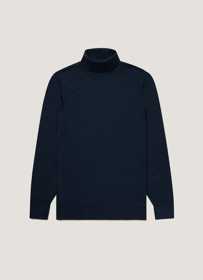 Men's Extra-Fine Merino Roll Neck in Light Navy