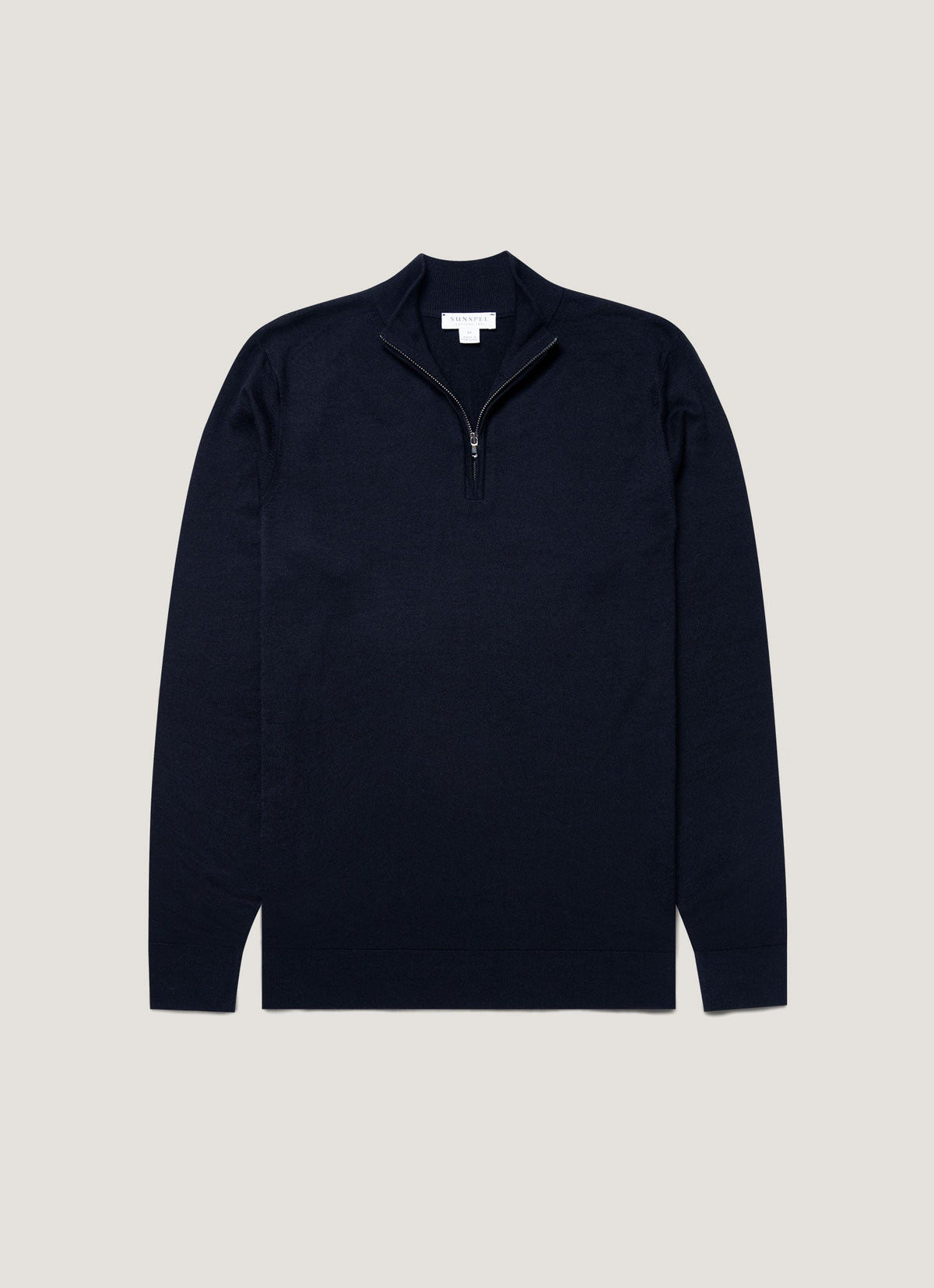 Mens Fine Merino Wool Zip Neck In Light Navy