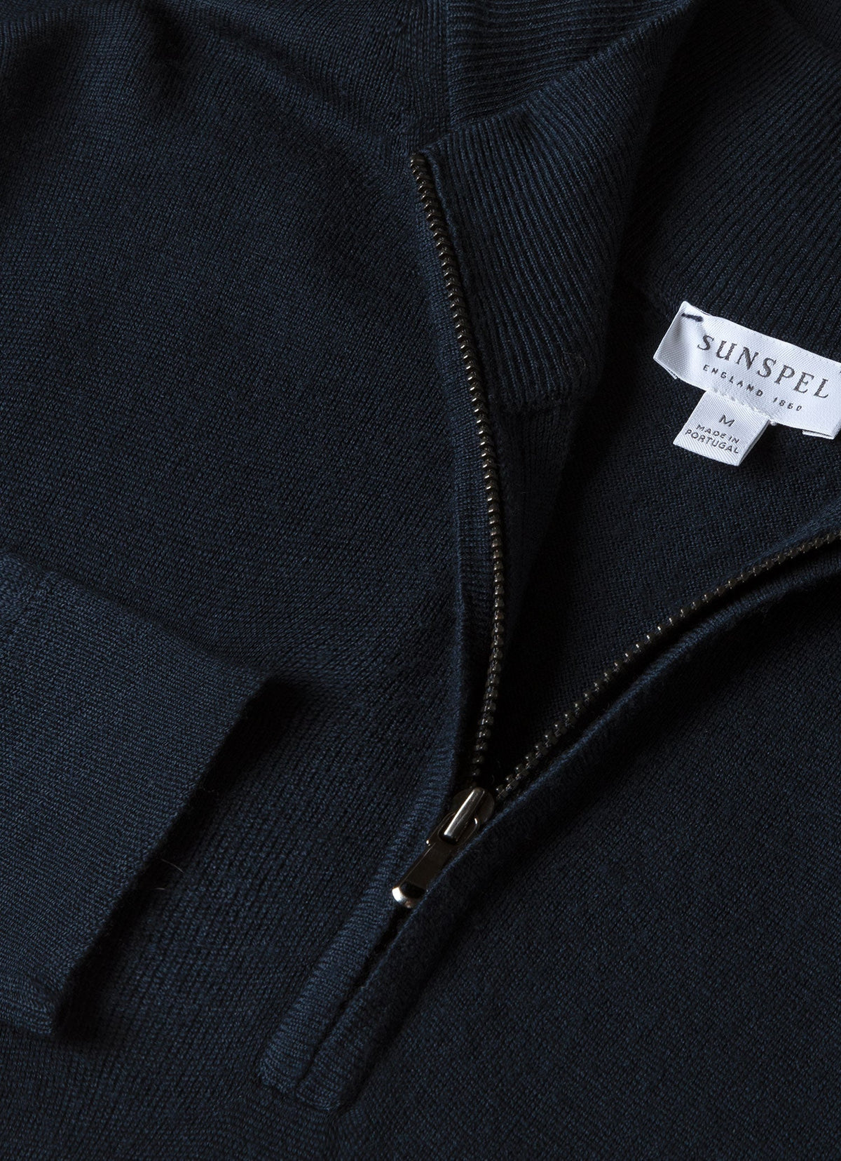 Mens Fine Merino Wool Zip Neck In Light Navy