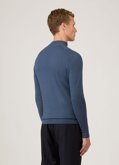 Mens Extra Fine Merino Zip Neck In Slate Blue Mjum8116 Buua
