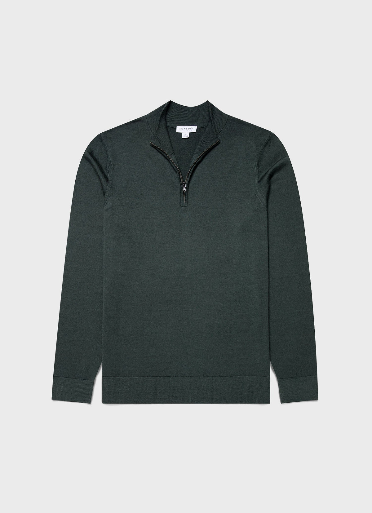 Mens Extra Fine Merino Zip Neck In Drill Green Mjum8116 Gnhv