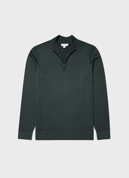 Mens Extra Fine Merino Zip Neck In Drill Green Mjum8116 Gnhv