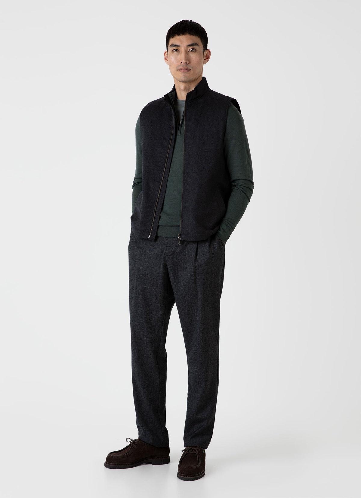 Mens Extra Fine Merino Zip Neck In Drill Green Mjum8116 Gnhv