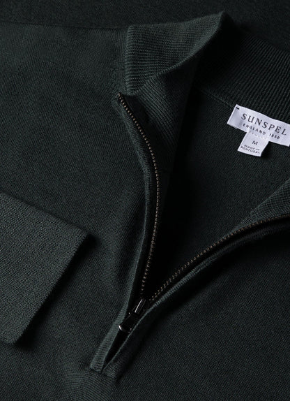 Mens Extra Fine Merino Zip Neck In Drill Green Mjum8116 Gnhv