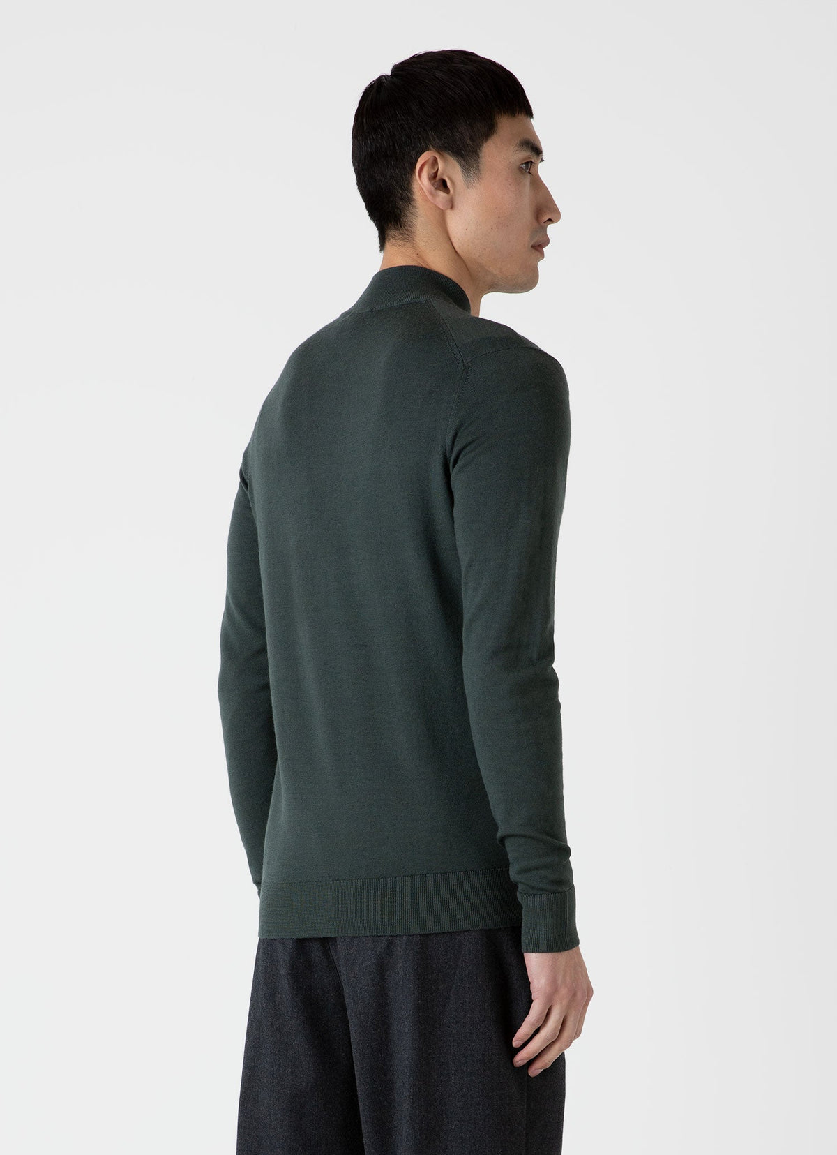 Mens Extra Fine Merino Zip Neck In Drill Green Mjum8116 Gnhv