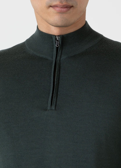 Mens Extra Fine Merino Zip Neck In Drill Green Mjum8116 Gnhv
