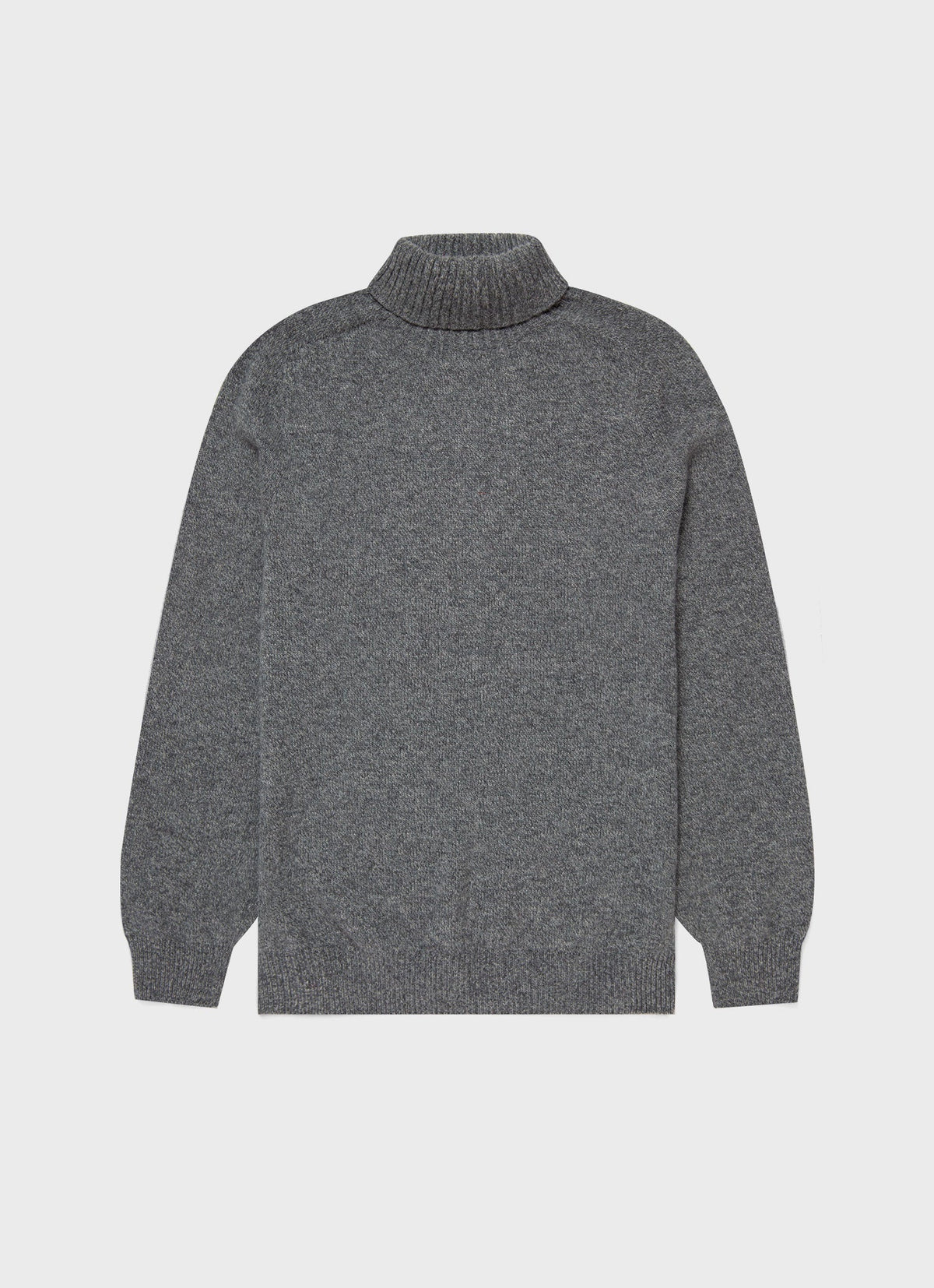 Mens Roll Neck Sweater In Mid Grey Melange