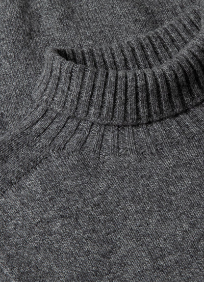 Mens Roll Neck Sweater In Mid Grey Melange