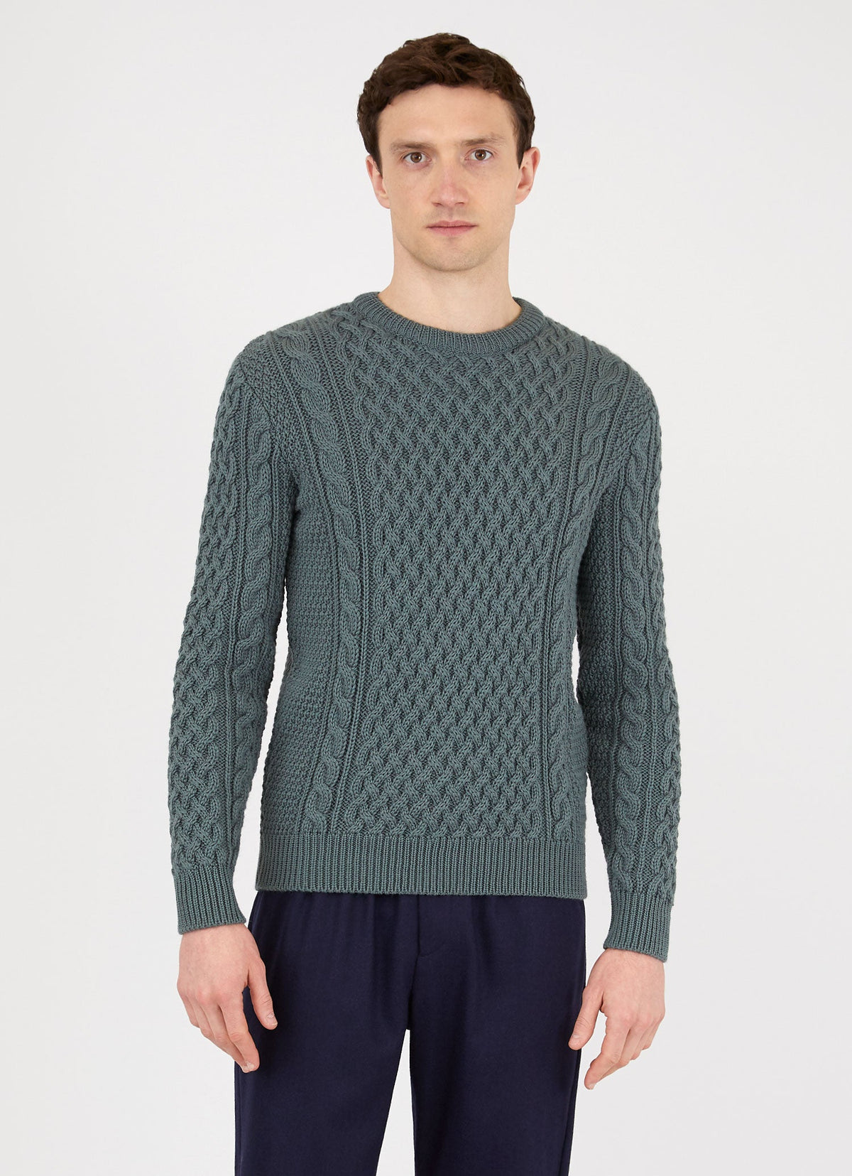 Men S Cable Jumper In Dove Grey