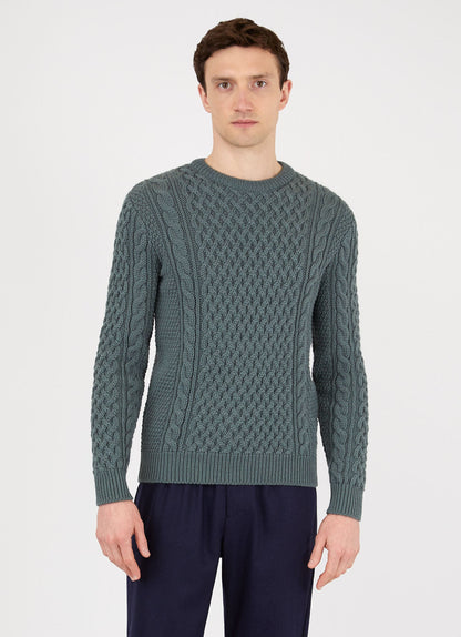 Men S Cable Jumper In Dove Grey