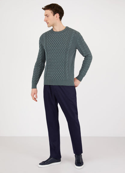 Men S Cable Jumper In Dove Grey