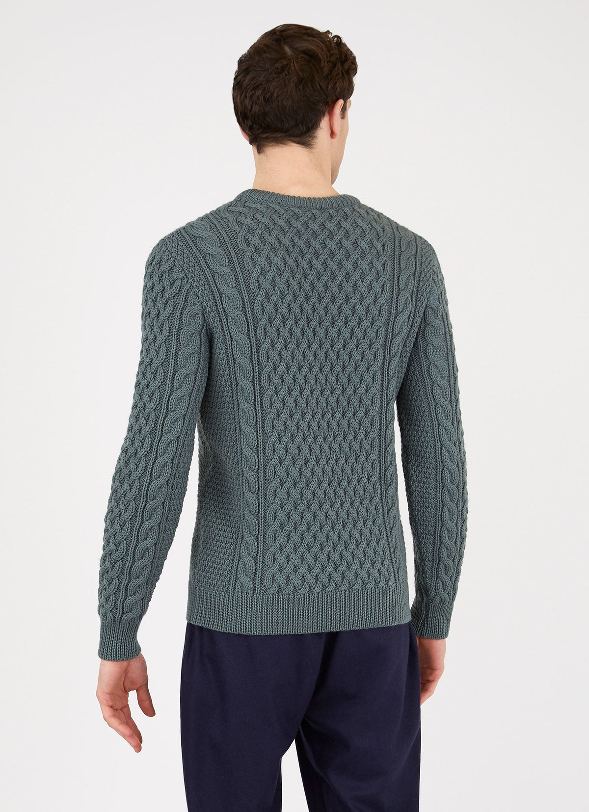 Men S Cable Jumper In Dove Grey