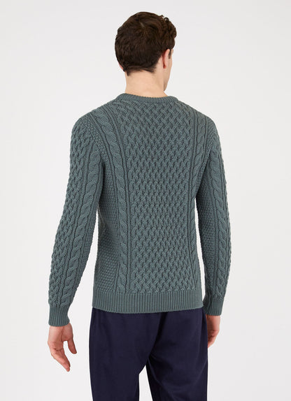 Men S Cable Jumper In Dove Grey