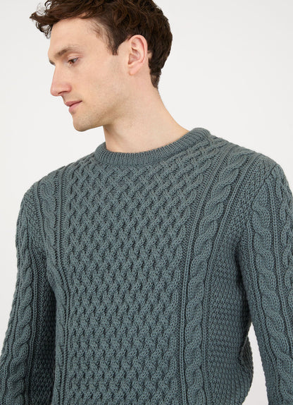 Men S Cable Jumper In Dove Grey